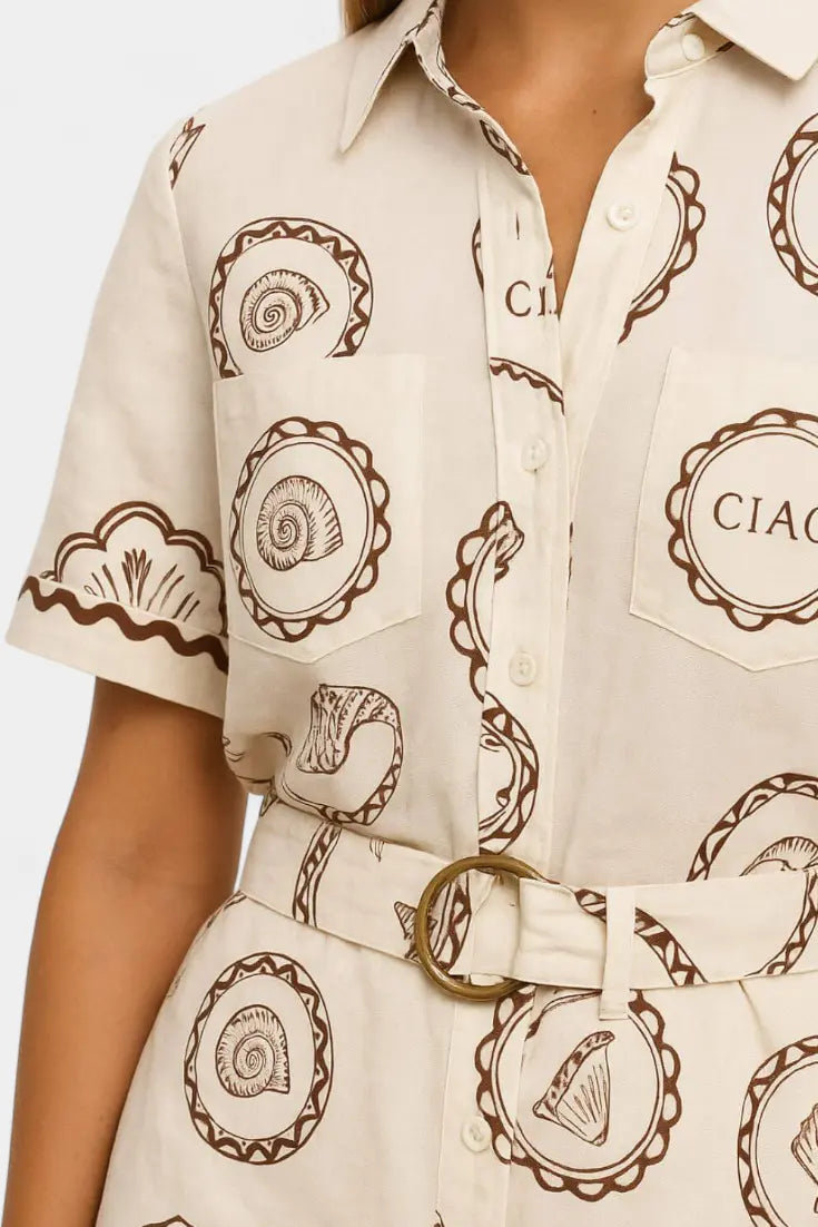 Seashell Mono Camiseta con Detalle de Concha y Botones Alba Madrid
