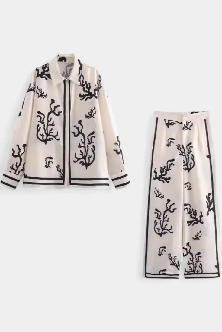 Nazaret Conjunto de Pierna Ancha con Estampado Artístico Alba Madrid