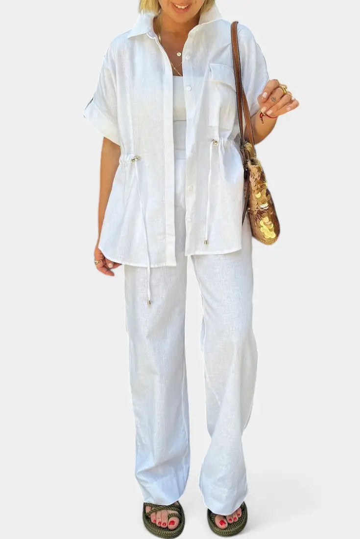 Lani Conjunto Relaxed de Camisa y Pantalones de Algodón y Lino Alba Madrid