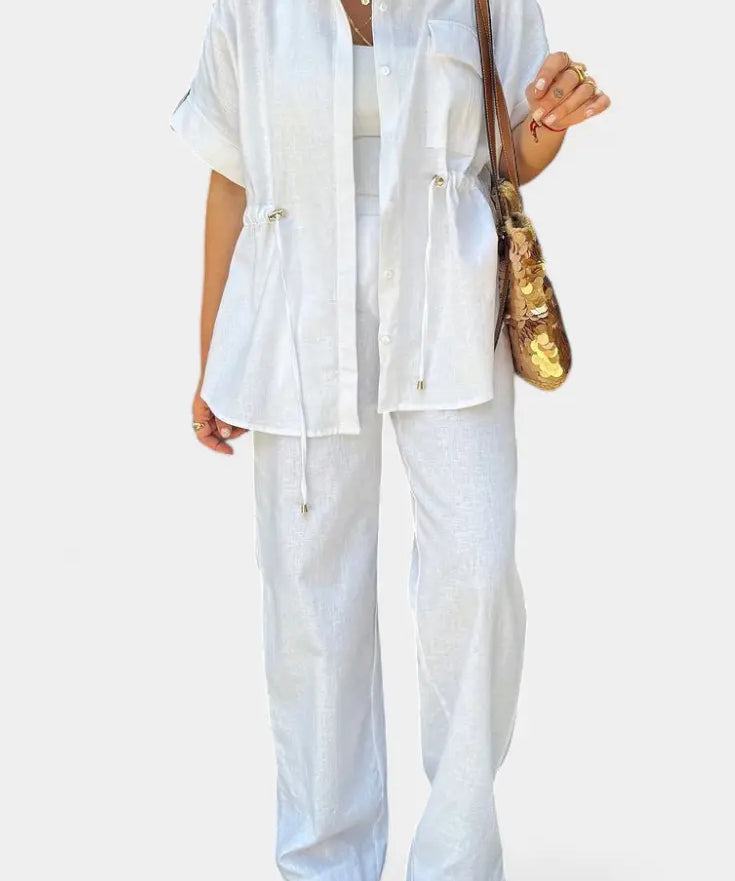 Lani Conjunto Relaxed de Camisa y Pantalones de Algodón y Lino Alba Madrid