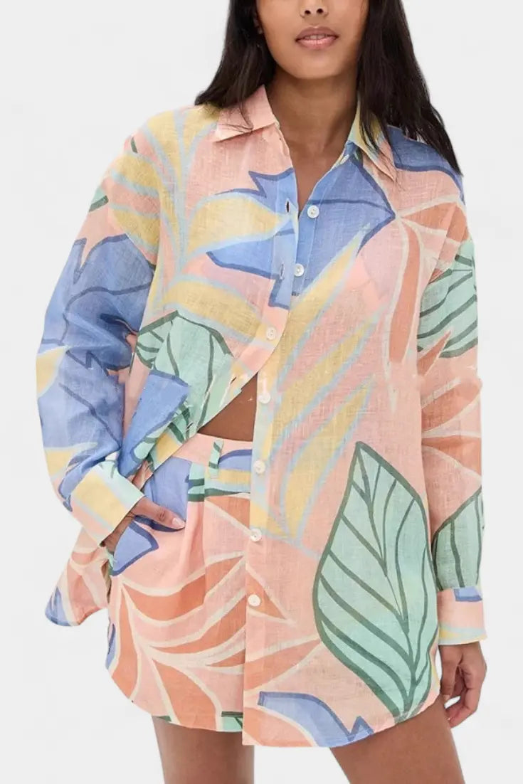 Lumina Conjunto Tropical con Camisa Holgada y Shorts de Cintura Alta Alba Madrid