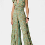 Leandra Mono Fluido Cruzado con Estampado Floral Verde Alba Madrid