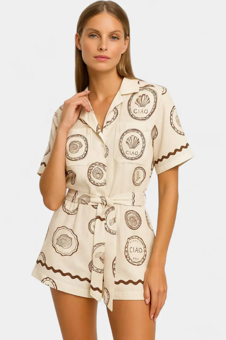 Seashell Mono Camiseta con Detalle de Concha y Botones Alba Madrid