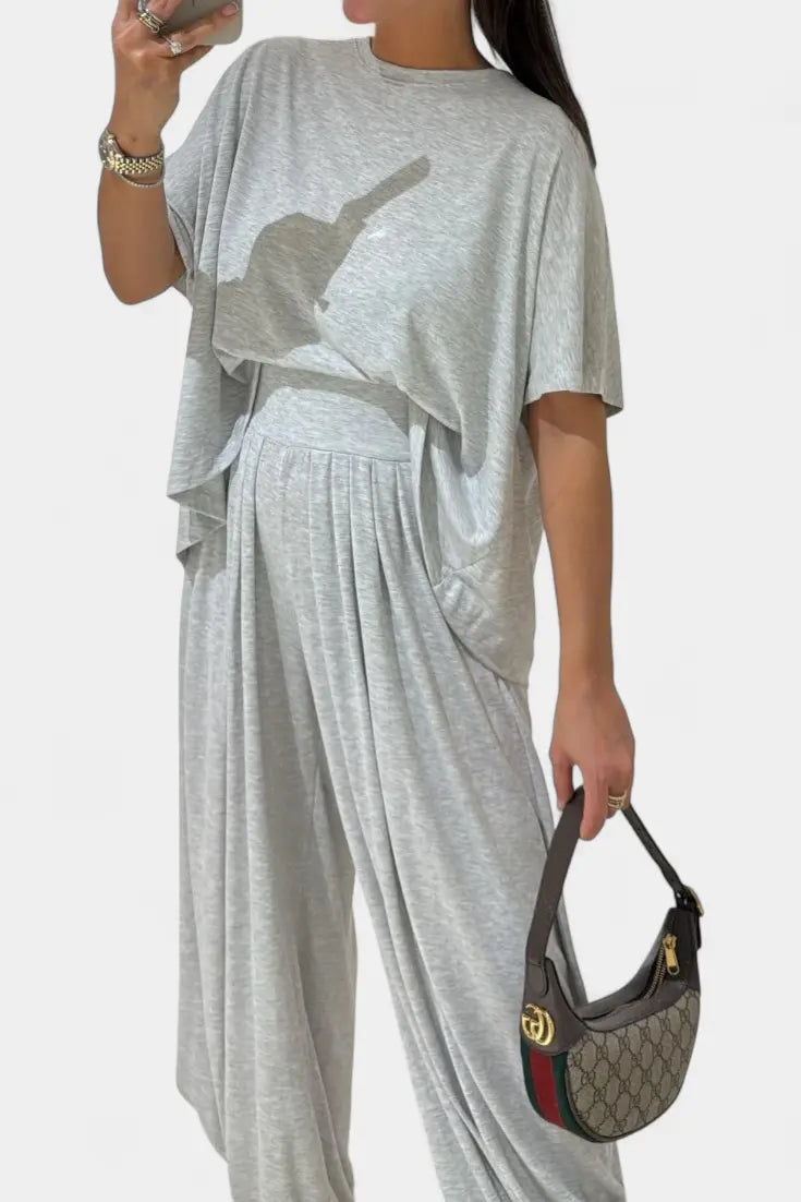 Trista Conjunto Casual de Top Suave y Pantalones de Pierna Ancha Alba Madrid