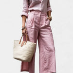 Sabina Conjunto Rosa de Camisa Suelta y Pantalones Capri Alba Madrid