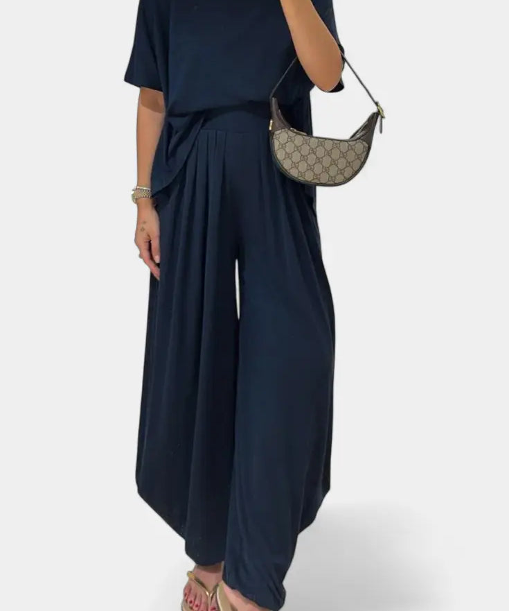 Trista Conjunto Casual de Top Suave y Pantalones de Pierna Ancha Alba Madrid