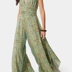 Leandra Mono Fluido Cruzado con Estampado Floral Verde Alba Madrid