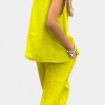 Leona Conjunto de Chaleco y Pantalón Sin Mangas en Algodón Lino Alba Madrid