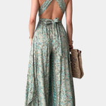 Leandra Mono Fluido Cruzado con Estampado Floral Verde Alba Madrid