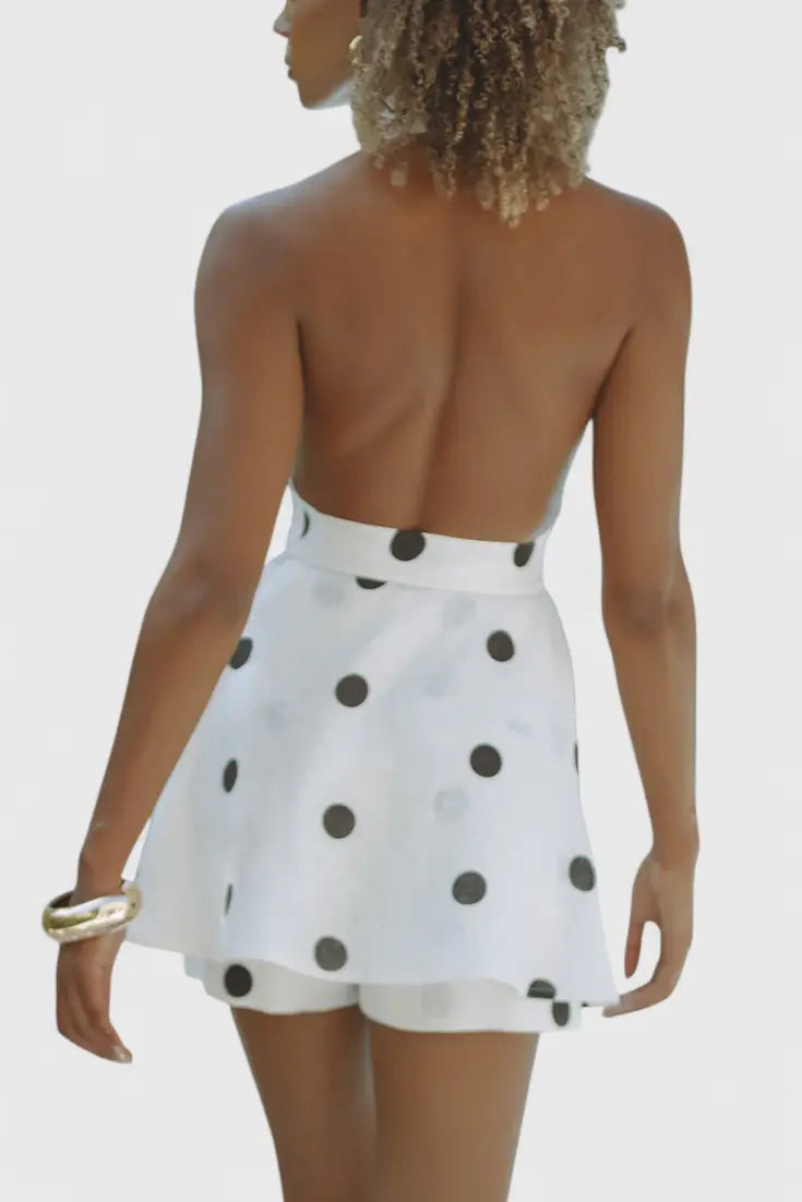 Eshra Conjunto de Top Halter y Shorts con Lunares Alba Madrid