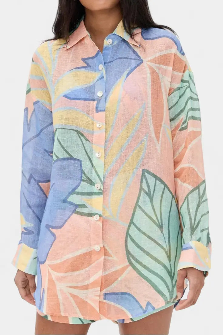 Lumina Conjunto Tropical con Camisa Holgada y Shorts de Cintura Alta Alba Madrid