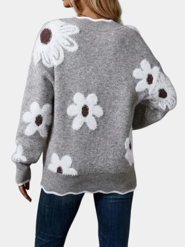 Thea Suéter Floral Elegante Con Cuello En V Alba Madrid