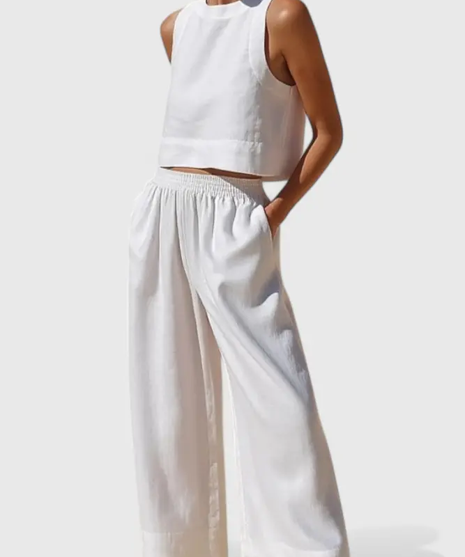 Avelina Conjunto Minimalista en Algodón y Lino Ligero Alba Madrid