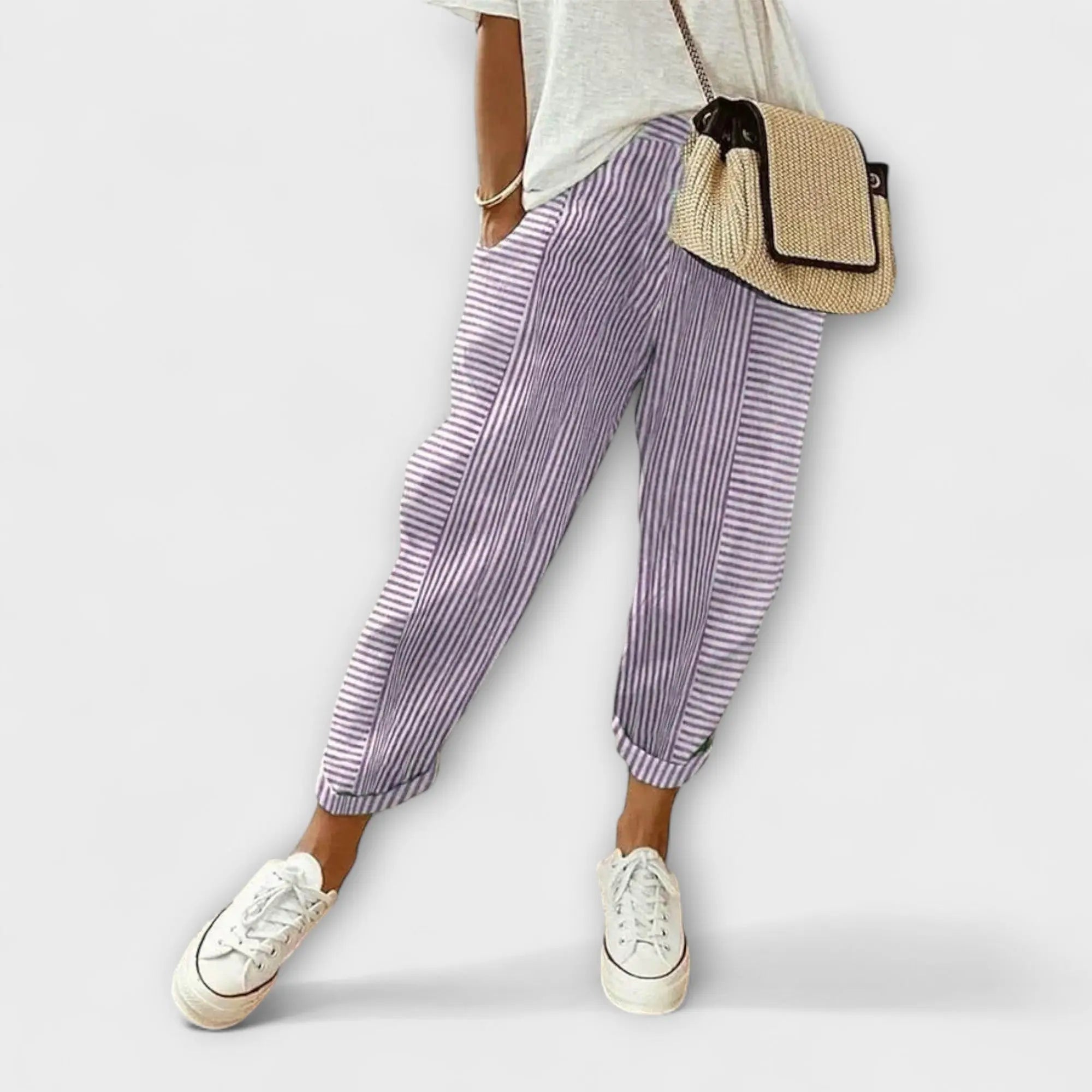 Sanne - Pantalones Cómodos de Rayas Alba Madrid