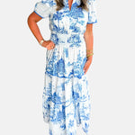 Alejandra - Vestido Largo Clásico con Estampado Toile Alba Madrid