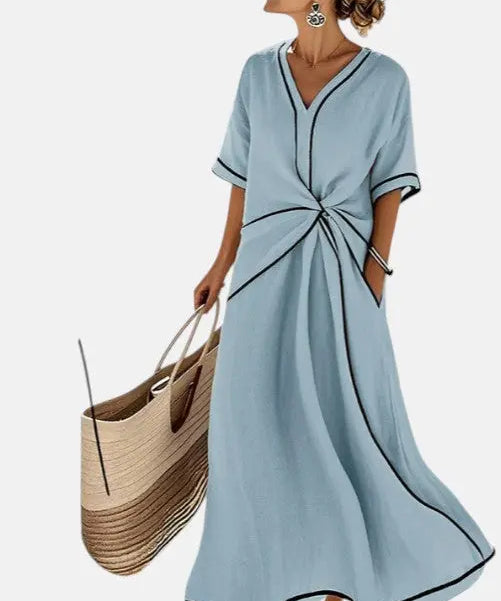 Carlota - Vestido de lino con drapeado elegante Alba Madrid