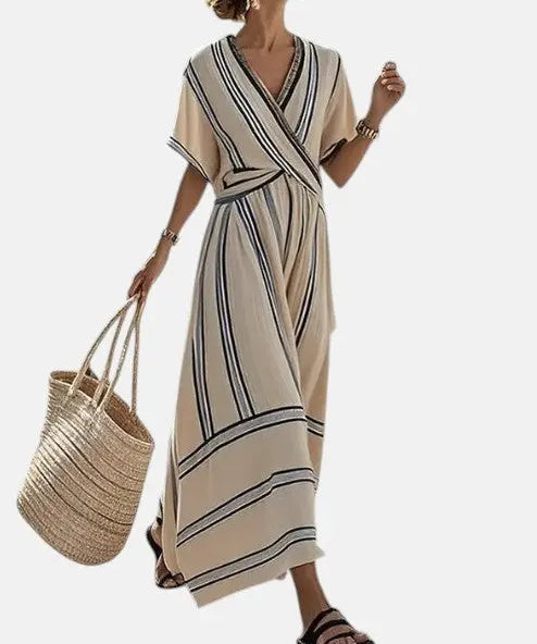 Amalia - Elegante vestido largo con cuello cruzado Alba Madrid