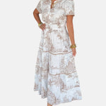 Alejandra - Vestido Largo Clásico con Estampado Toile Alba Madrid
