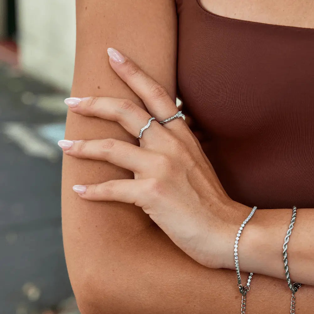 Anillo Zenya de Cristal y Ondas de Plata Alba Madrid
